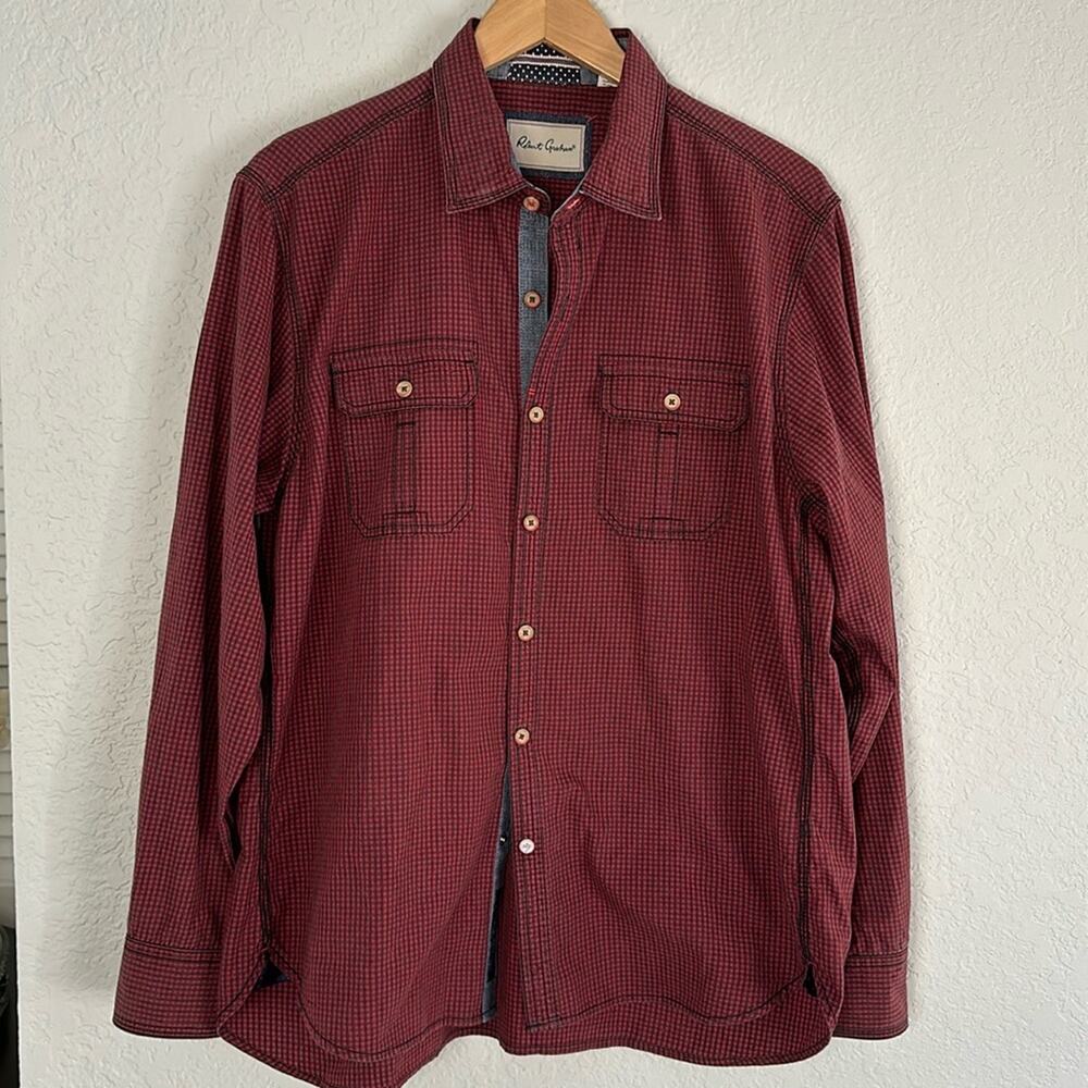 Robert Graham Tailored Fit Red Blue Check Long Sleeve Button Up Shirt Christmas - Picture 1 of 11